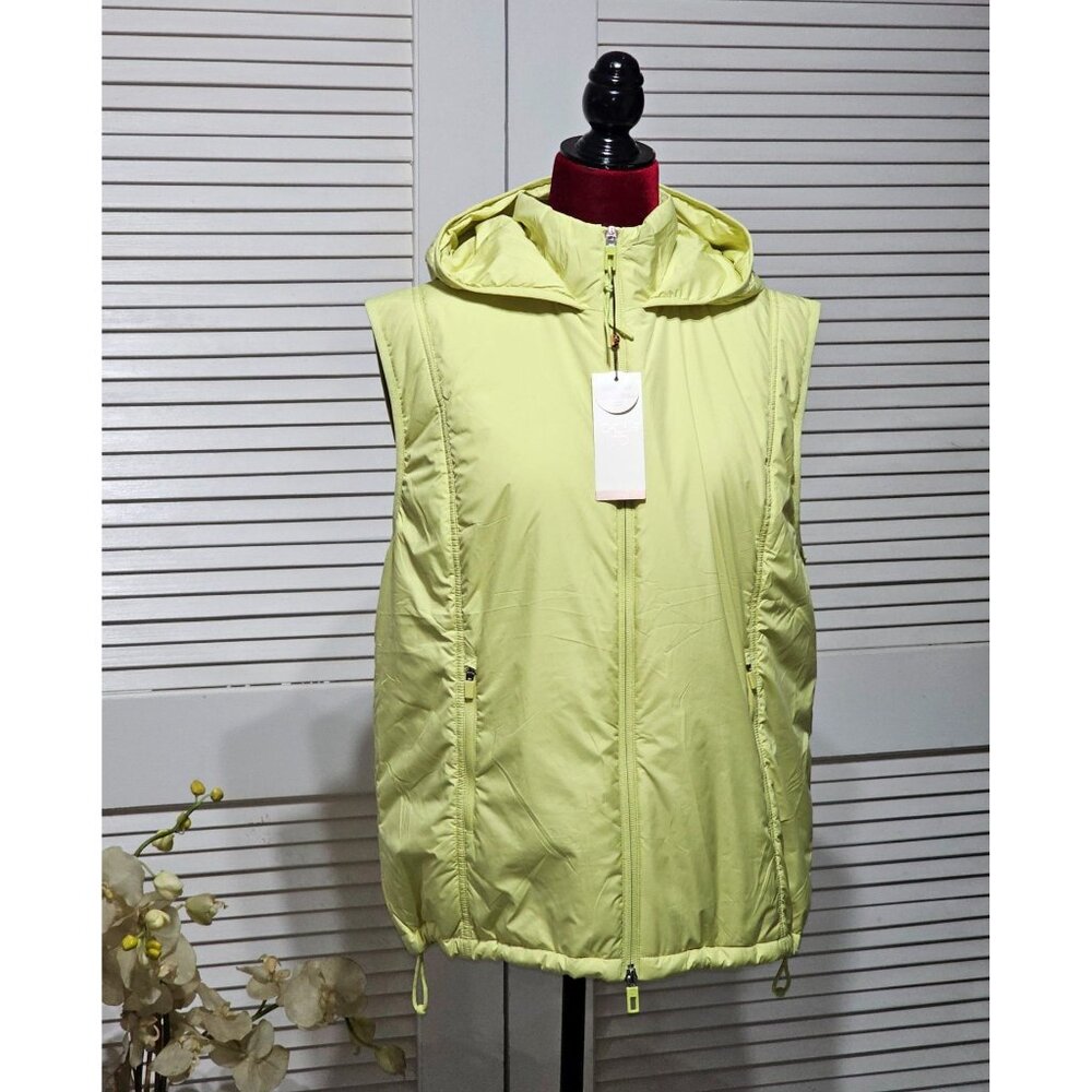 NWT Calia Women's Light Green Hooded Puffer Vest Packable Zipper Size L 2894